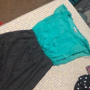 Teal and gray dress